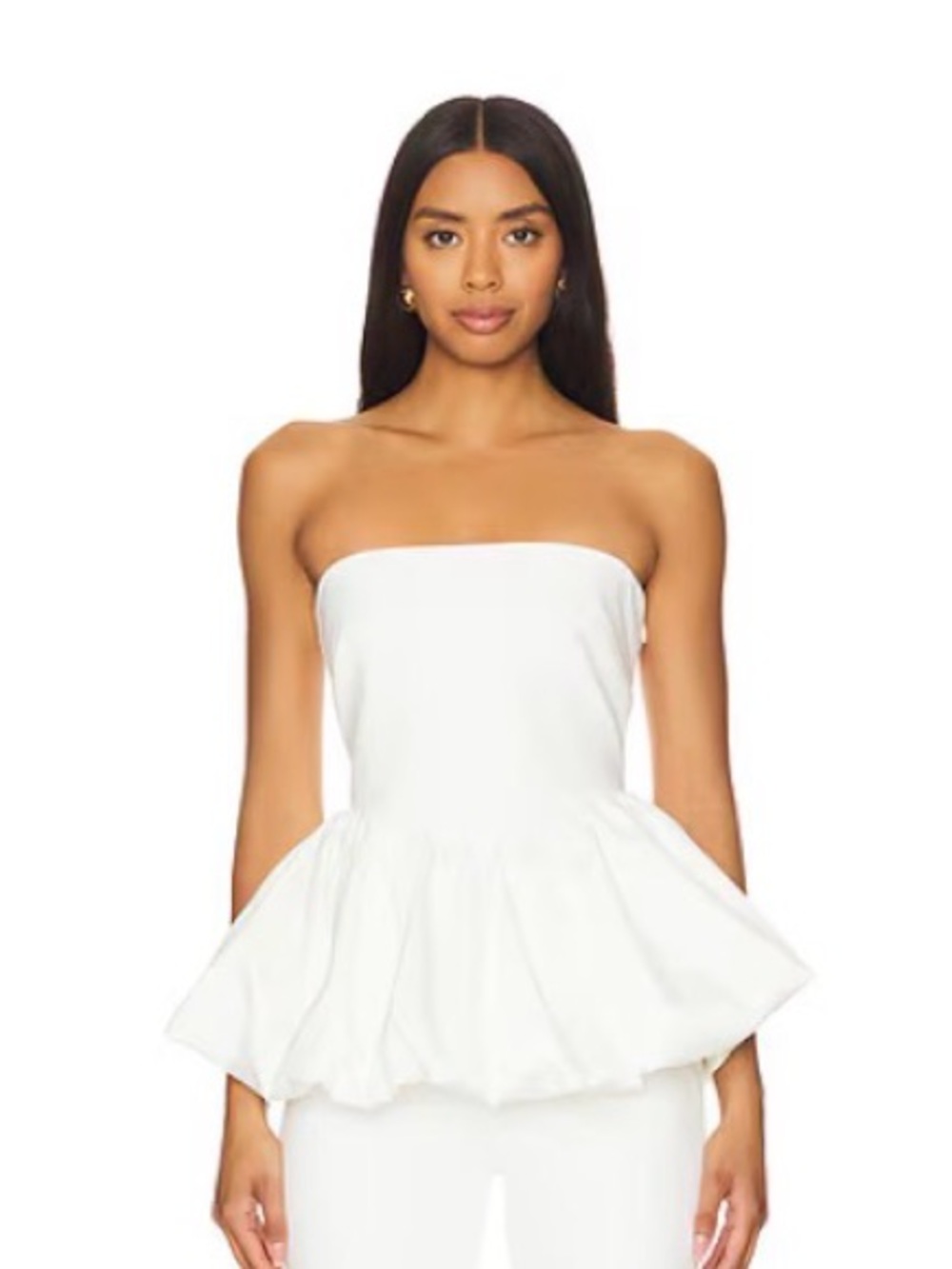 Goldie White Strapless Peplum Top